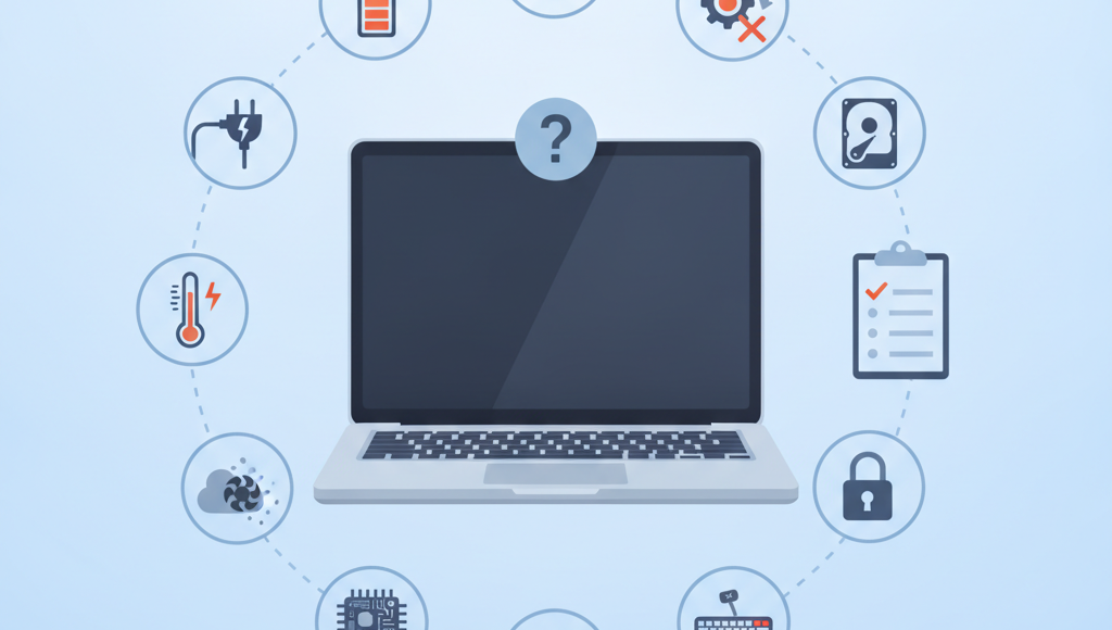 Laptop Açılmıyor: 10 Olası Neden ve Evde Güvenli Kontrol Listesi (AI Görsel) ...
