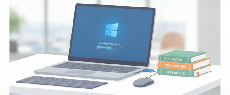 İşletim Sistemi Nasıl Kurulur? Windows 11/10 USB ile Temiz Kurulum (Basit Rehber) (AI Görsel) İşletim Sistemi Nasıl Kurulur? Windows 11/10 USB ile Temiz Kurulum (Basit Reh...
